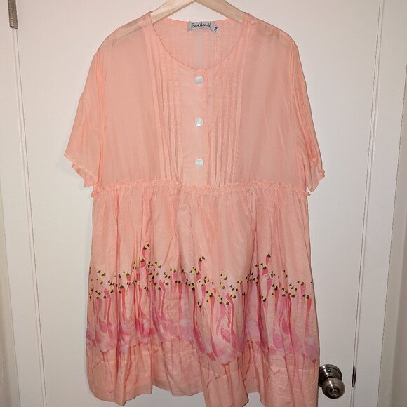 BNWT Rachel Antonoff Trapeze Howard Dress in Flamboyance Pink Flamingos Print - Picture 4 of 5